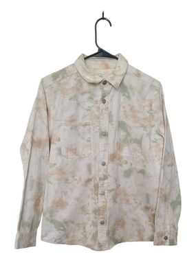 Long Sleeve Button-Up Denim Jacket- Neutral Tie-Dye